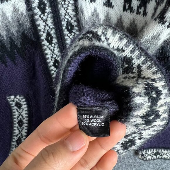 NEW WITH TAG Alpaca Connection Purple Patterned Sweater Zip up Hoodie Women’s S‎ - Picture 9 of 9